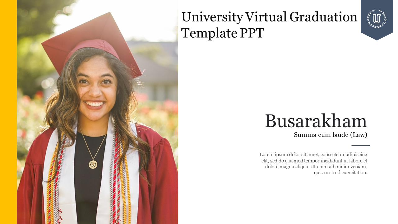 Free - Impressive University Virtual Graduation Template PPT